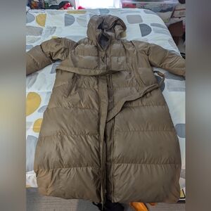 Tan Long Puffer Coat